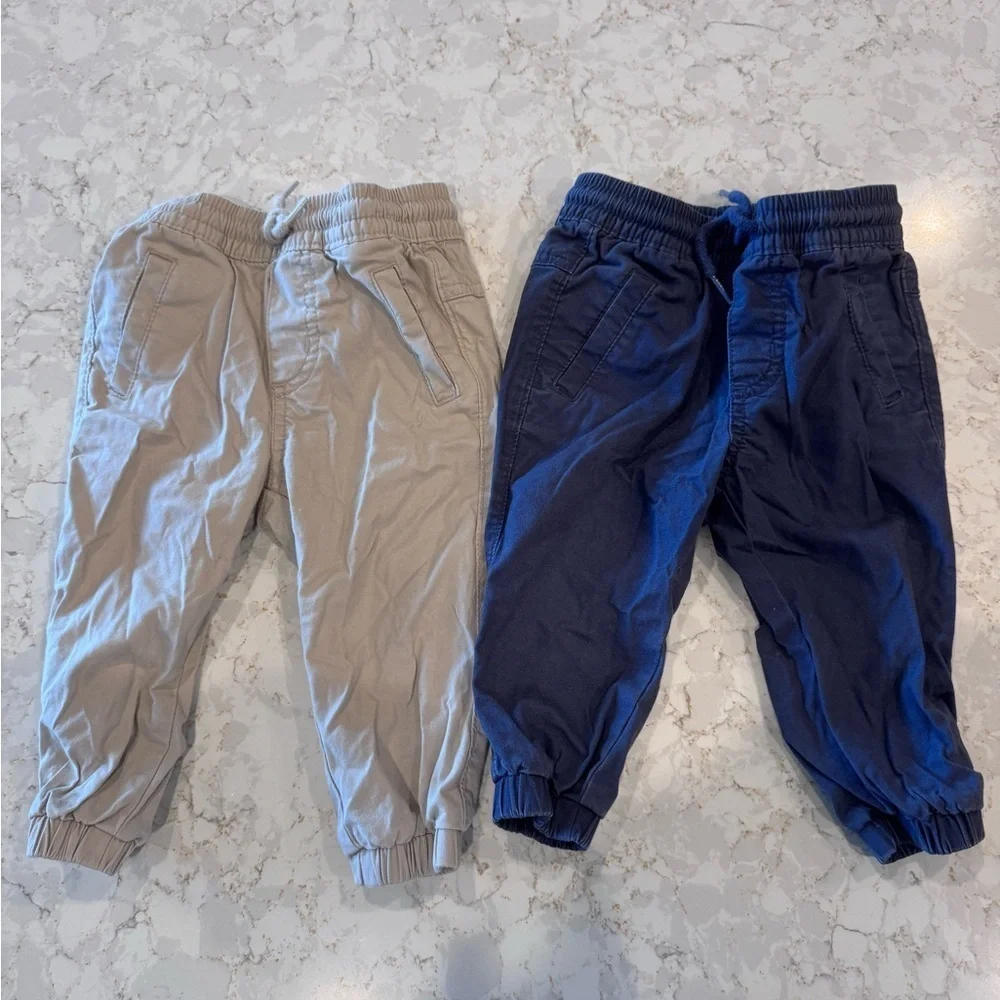 Stylish Kids Jogger Pants - Blue and Tan